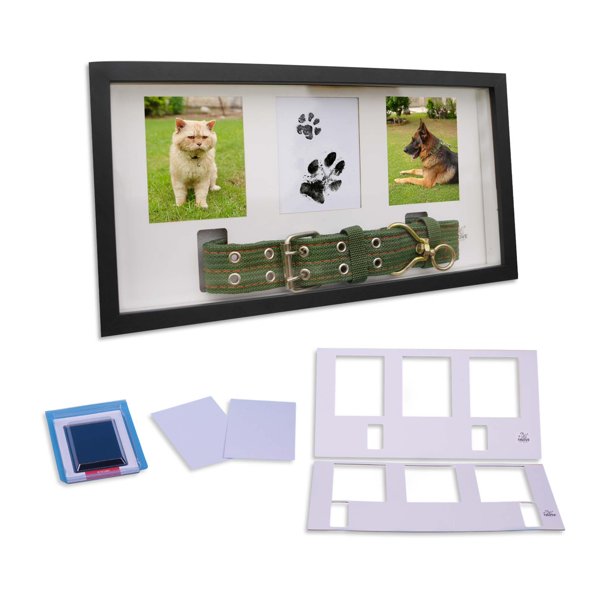 Trove Pet Memorial Dog Picture Frame with 4 Customizable Displays & Paw Print Kit – Pet Paw Print Impression Keepsake for Dogs – Loss of Dog Sympathy Gift – Dog Remembrance Photo Frame